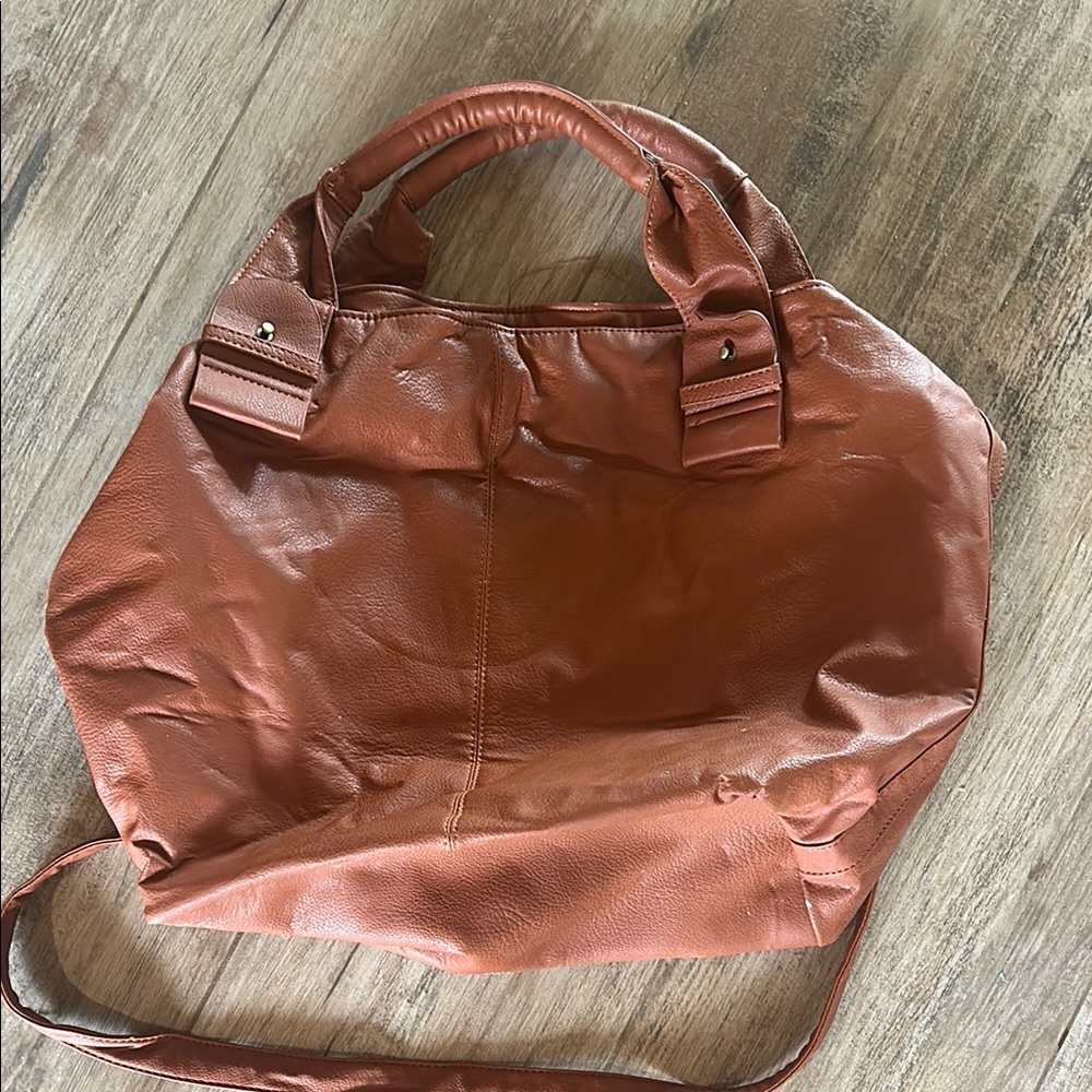 Brown Leather Shoulder Bag with Double Handles